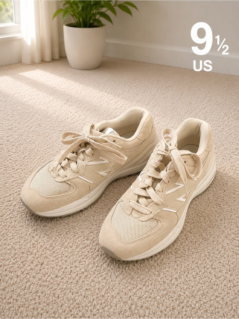 New Balance Women's Cream Lace-Up Sneakers